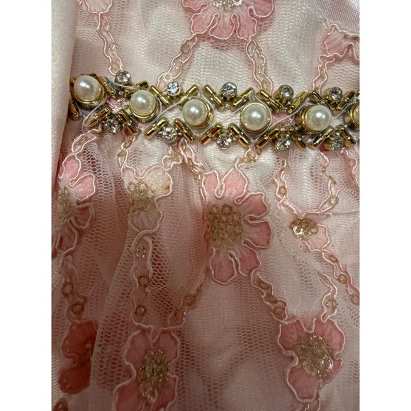 Baby Girl Pink Formal Beaded Sequin Sleeve Dress Size 6-9 Month Couture Princess - Picture 5 of 6